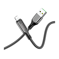 Кабель HOCO S51 USB (m)-Lightning (m) 1.2м 2.4A нейлон дисплей черный (1/16/160)