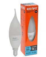 Лампа светодиодная Старт E14 10W 4000К 220-240V свеча на ветру Eco матовая (1/10/100)