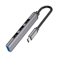 USB-Хаб HOCO HB26 4USB Type-C (m) USB3.0 серый (1/18/180)