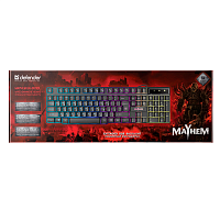 Клавиатура проводная Defender GK-360DL Mayhem игровая USB 1.5м черный (1/20) 