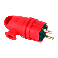 Вилка электрическая Volsten Sb2-PZ Red С/З 16A IP44 угловая с кольцом красный (1/10/100)