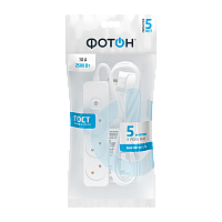 Удлинитель Фотон 10-53S 3р.Б/З 10A 5.0м с выкл. ПВС 2x0.75мм² белый (1/20)