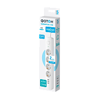 Удлинитель Фотон 16-24ES 4р.С/З 16A 2.0м с выкл. ПВС 3x1мм² USB белый (1/10)