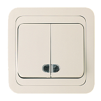 Выключатель Makel Light Mimoza 2-клав.10A пластик кремовый 25023 (1/12)