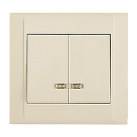 Выключатель Makel Defne 2-клав.10A пластик с подсветкой кремовый 42010023 (1/12)