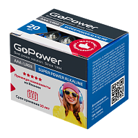 Батарейка GoPower LR03 AAA BOX20 Shrink 4 Alkaline 1.5V (4/20/640)