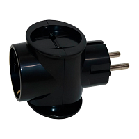 Разветвитель Toker 3T1 1р.С/З 2р.Б/З 16A черный (1/50)