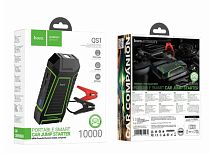 Внешний аккумулятор HOCO QS1 10000mAh 2USB/Type-C фонарик с пусковым устройством для авто черный (1/
