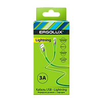 Кабель Ergolux ELX-CDC03-C05 USB (m)-Lightning (m) 1.2м 3.0A зеленый в коробке (1/10/240)