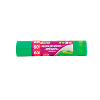 Мешки для мусора Paterra Premium 60л 25мкм ПВД 10шт. с завязками зеленый (1/30)