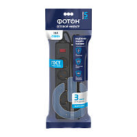 Сетевой фильтр Фотон SP 10-35ES 5р.С/З 10A 3.0м 3х0.75мм² с выкл. черный (1/20)