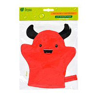 Мочалка для тела Банные штучки "Чертенок" 19см x 18см красный (1/30)