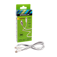 Кабель Ergolux ELX-CDC04-C01 Type-C (m)-Lightning (m) 1.2м 3.0A силикон белый в коробке (1/10/240)