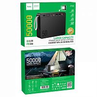Внешний аккумулятор HOCO J166 50000mAh 2.0A 3USB+2Type-C PD20W дисплей с фонариком черный (1/16)