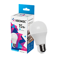 Лампа светодиодная Космос A60 E27 15W 4500К 200-240V груша матовая (1/10/80)