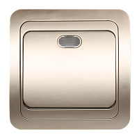 Выключатель Smartbuy 1-клавишный с индикатором 10А шампань "Марс"