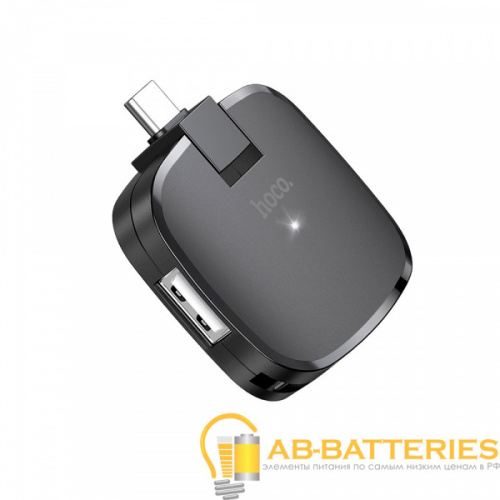 USB-Хаб HOCO HB11 3USB Type-C (m) черный (1/37/370)  | Ab-Batteries | Элементы питания и аксессуары для сотовых оптом