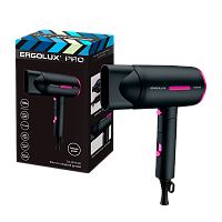 Фен Ergolux ELX-HD13-C02 PRO 1600W складная ручка черный розовый (1/24) 