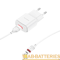 Сетевое З/У Borofone BA48A 1USB 2.1A с кабелем microUSB белый (1/44/176)