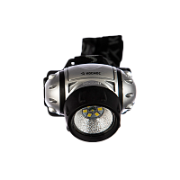 Фонарь налобный Космос H19 1.5W 19LED от батареек 4 режима серебряный (1/12/96)
