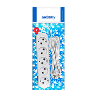 Удлинитель Smartbuy 5р.Б/З 10A 5.0м ПВС 2x1мм² белый