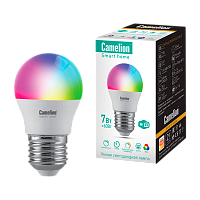 Лампа светодиодная Camelion G45 E27 7W 220V шар Smart Home RGB+WiFi LSH7 (1/10/100)