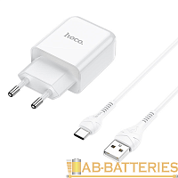 Сетевое З/У HOCO N2 1USB 2.0A с кабелем Type-C белый (1/13/130)