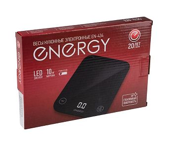 Весы кухонные Energy EN-434 электронные 10кг черный (1/12)