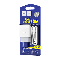 Сетевое З/У HOCO C72A 1USB 2.1A с кабелем Type-C белый (1/30/180)