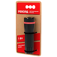 Фонарь универсальный Рекорд MR-750 1W 1LED от батареек черный (1/12/96)