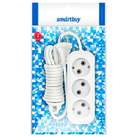 Удлинитель Smartbuy 3р.Б/З 10A 2.0м ПВС 2x1мм² белый (1/50)