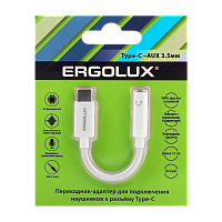 Переходник AUX Ergolux ELX-SA02-C01 Type-C (m)-Jack 3.5mm (f) 0.12м белый (1/10/240)