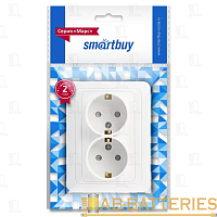 Розетка Smartbuy "Марс" 2гн. 16A С/З со шторкой белый