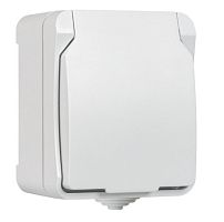 Розетка Smartbuy "Сатурн" 1гн. 16A С/З пластик с крышкой белый