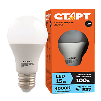 Лампа светодиодная Старт GLS E27 15W 4000К 220V груша Eco матовая (1/10/100)