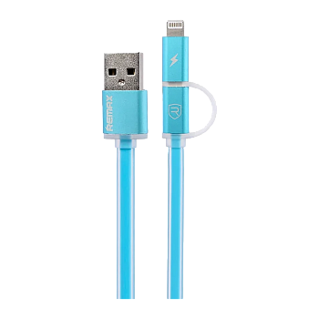Кабель Remax RC-020t Aurora USB (m)-Lightning/microUSB (m) 1м 2.1A голубой