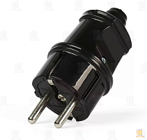Вилка электрическая Smartbuy С/З 16A IP20 прямая черный (1/50)