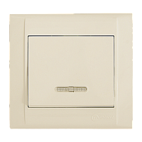 Выключатель Makel Defne 1-клав.10A пластик с подсветкой кремовый 42010021 (1/12)