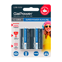Батарейка GoPower LR14 C BL2 Щелочная 1.5V (2/12/192)