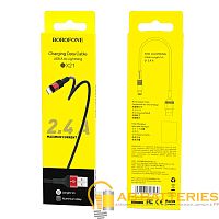 Кабель Borofone BX21 USB (m)-Lightning (m) 1м 2.4A нейлон красный (1/648)