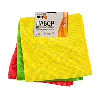 Салфетка Рыжий кот MFS-02/3 30х30см 3шт. микрофибра ассорти (1/5/40)