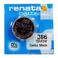 Батарейка Renata 386 (SR43W) Silver Oxide 1.55V (1/10/100) 