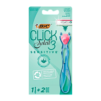 Бритва BIC "CLICK 3 Soleil Sensitive" 3 лезвия 2 кассеты (1/10) 