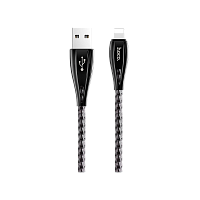 Кабель HOCO U56 USB (m)-Lightning (m) 1.2м 2.4A металл серый (1/28/168)