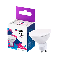 Лампа светодиодная Космос GU10 12W 6500К 174-265V софит матовая (1/10/80)