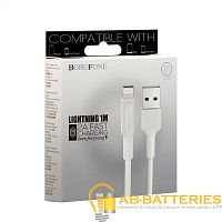 Кабель Borofone BX1 USB (m)-Lightning (m) 1.0м 2.0A ПВХ белый (1/50/200)