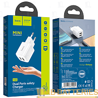 Сетевое З/У HOCO N8 2USB 2.4A белый (1/12/120)