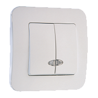 Выключатель Makel Lillium Natural 2-клав.10A пластик с подсветкой белый 55023 (1/12)