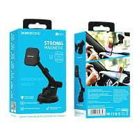 Держатель автомобильный Borofone BH21 присоска магнит черный (1/100)