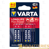 Батарейка Varta LONGLIFE MAX POWER (MAX TECH) LR6 AA BL6 Alkaline 1.5V (4706) (6/60/300)